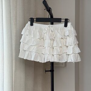 Altar'd State Trendy Ruffled Tiered Mini Skirt with Build in Shorts - Size M